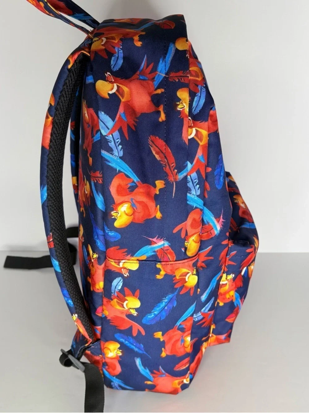 Loungefly Disney Aladdin Iago Bird Character All Over Print Backpack Blue Red